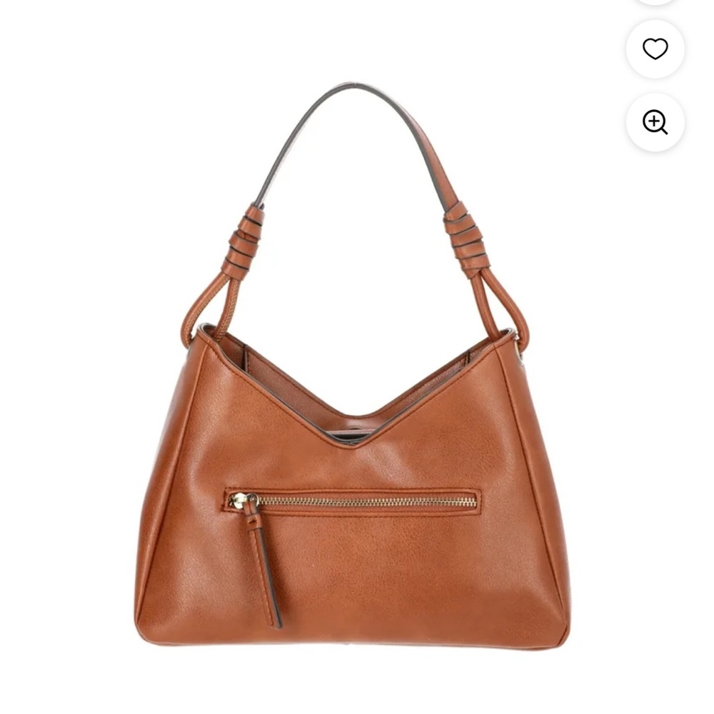 Time and Tru River Faux Leather Small Hobo Shoulder Bag Cognac Brown NWT